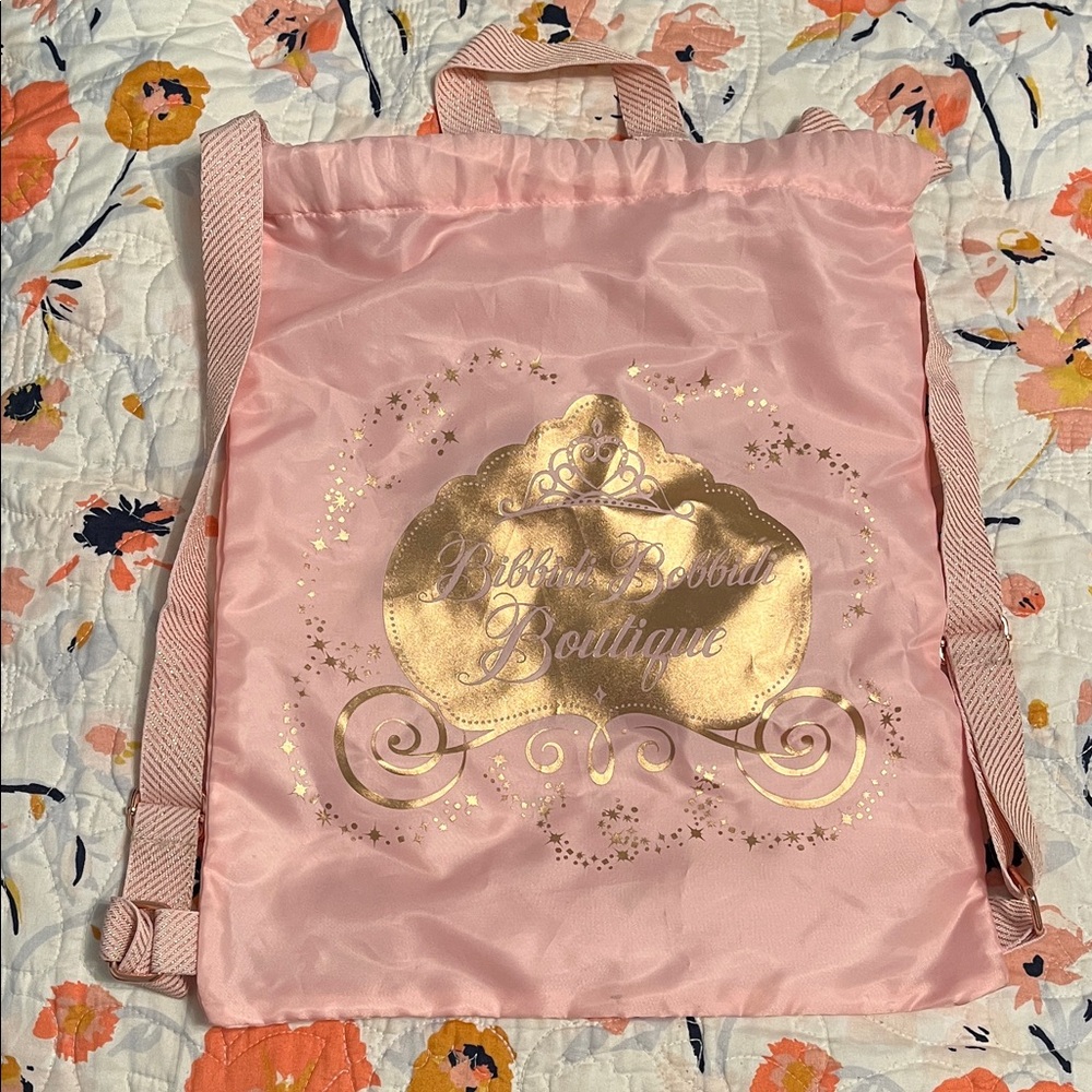Disney Bibbity Bobbity Boo Boutique Pink and Gold Drawstring Bag